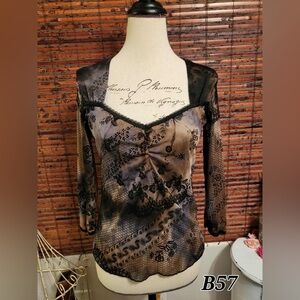 Jessica Max Black Sheer Lace Top